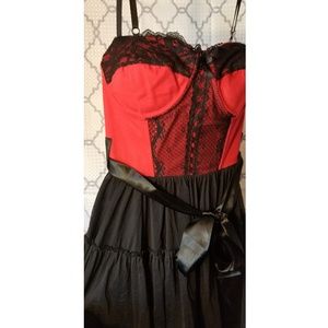 Red & black goth punk cute lace party dress